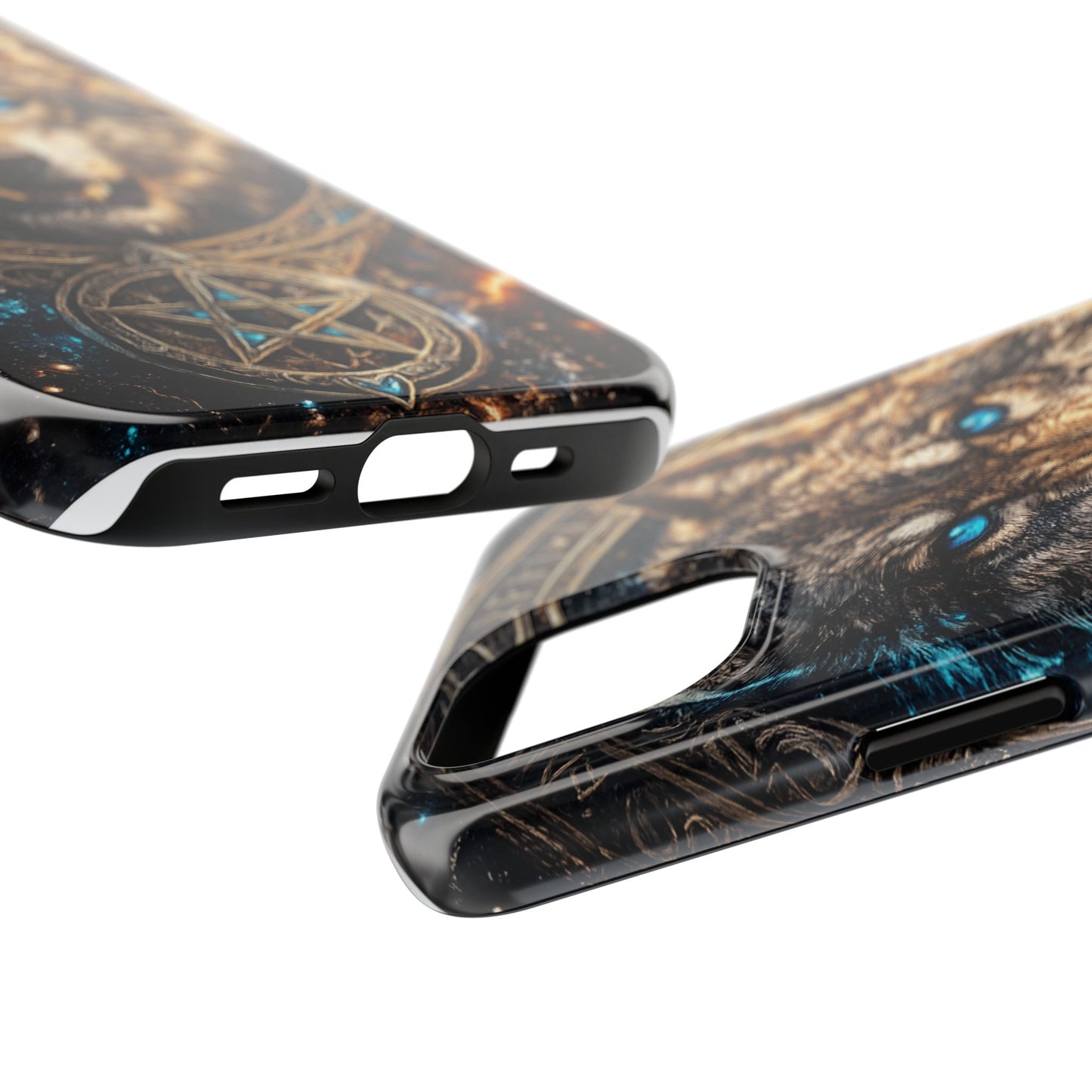 Wolf Pentagram Phone Case - Rugged Mystic Phone Cover with Glowing Blue Eyes