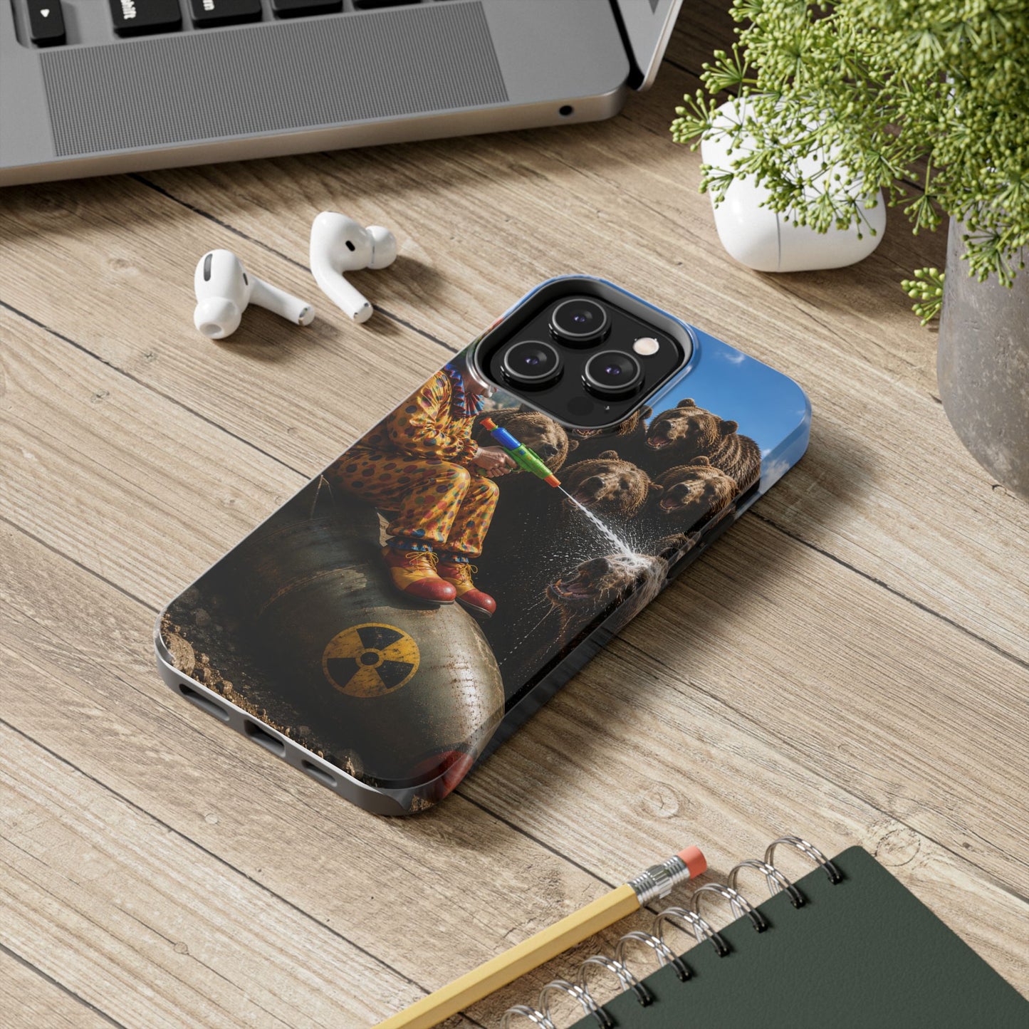 Tough Phone Case — Surreal Clown vs. Bears Protective Phone Cover