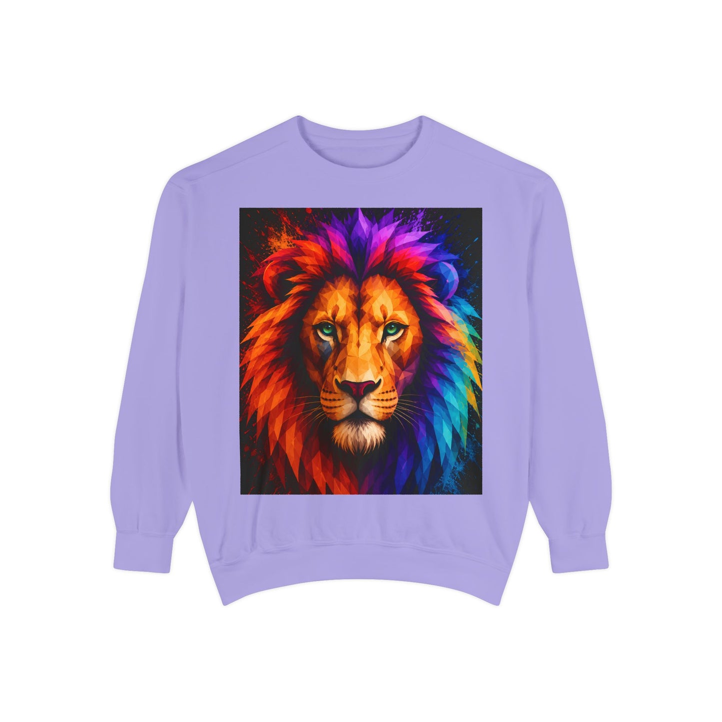 Colorful Lion Sweatshirt — Vibrant Rainbow Mane Crewneck