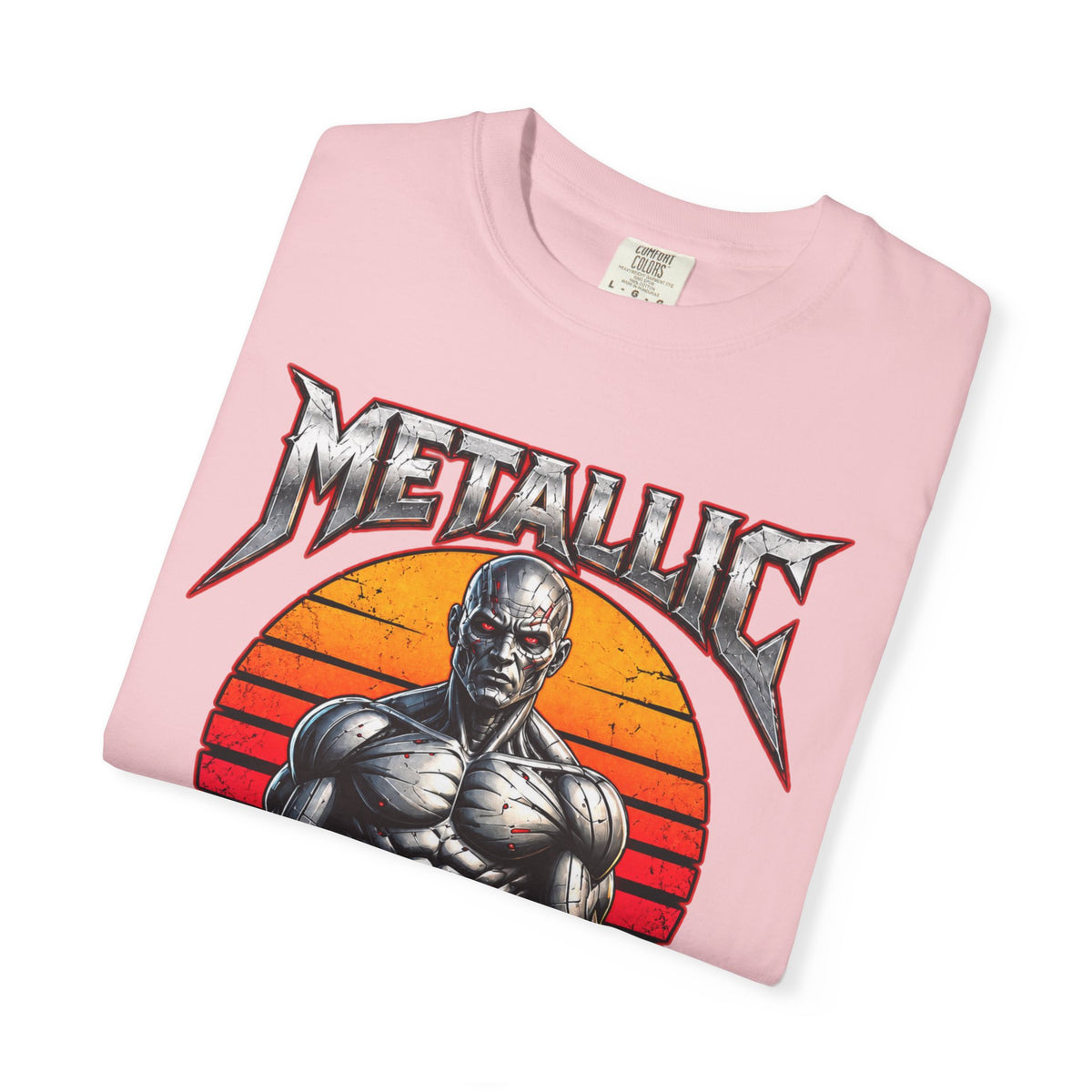Metallic Souls T-Shirt — Retro Sunset Muscular Warrior Graphic Tee
