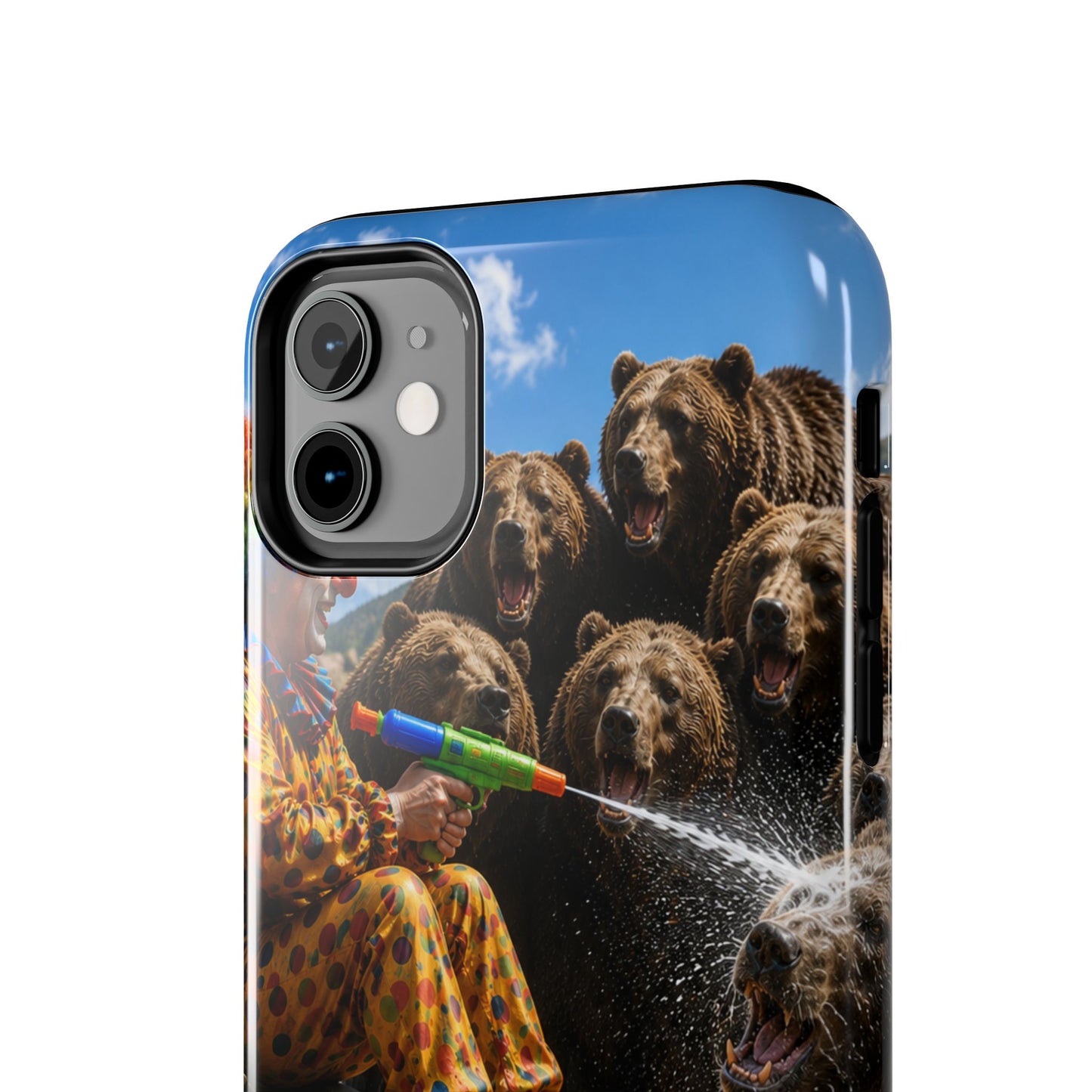 Tough Phone Case — Surreal Clown vs. Bears Protective Phone Cover