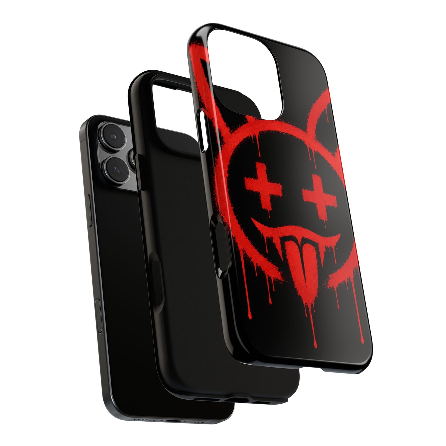 Phone Case - Metallic Souls Red Drip Smiley Graffiti Design