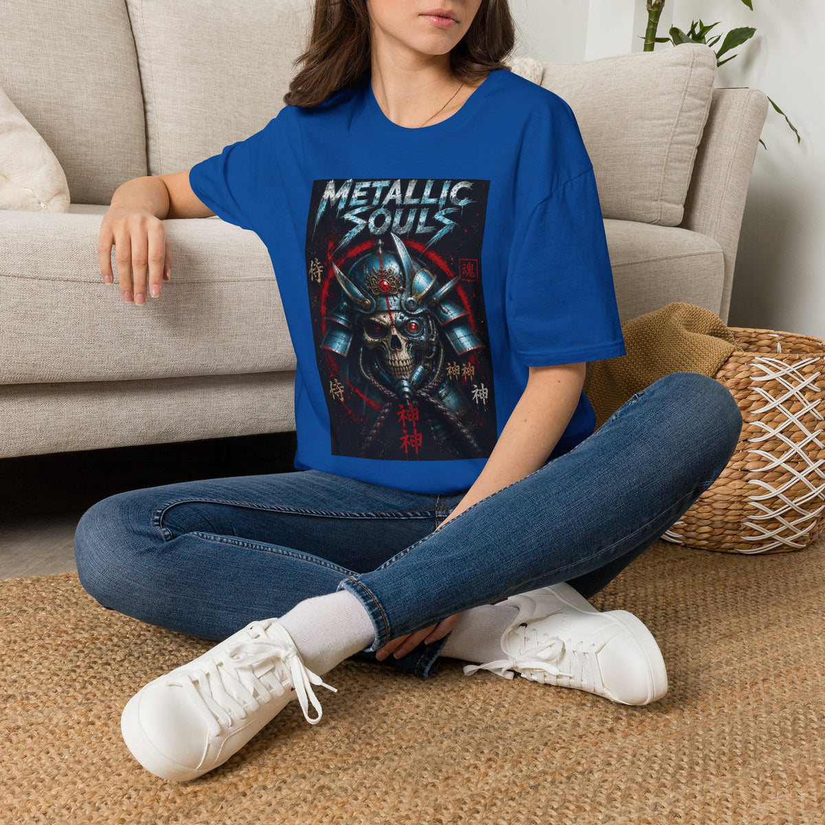 Metallic Souls Samurai Helmet T‑Shirt — Vintage Mecha Warrior Graphic Tee