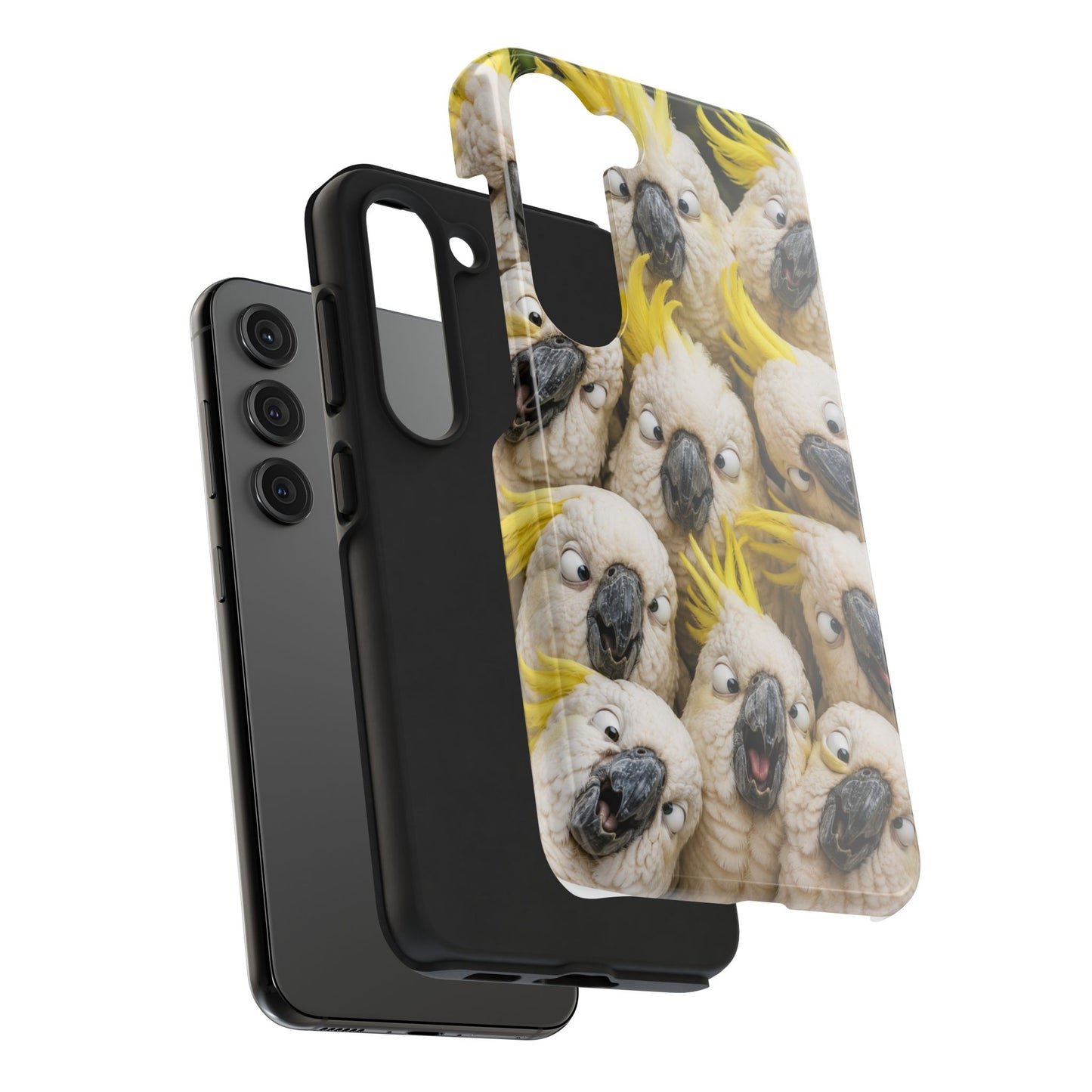 Cockatoo Collage Tough Phone Case — Funny Yellow Crested Bird Protective Phone Cover