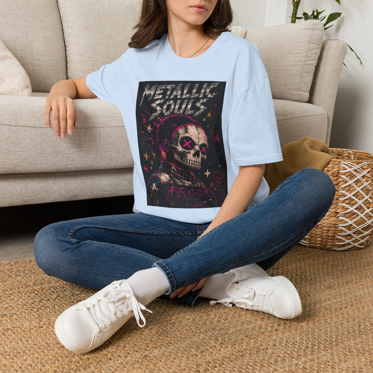 Metallic Souls Skull T‑Shirt — Retro Grunge Rock Tee