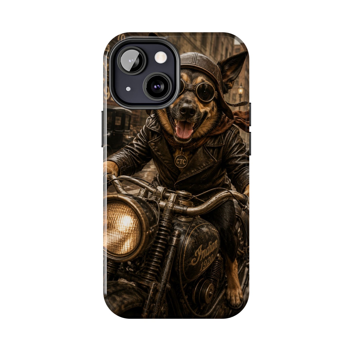 Phone Case — Biker Dog Riding Motorcycle Protective Tough Cover